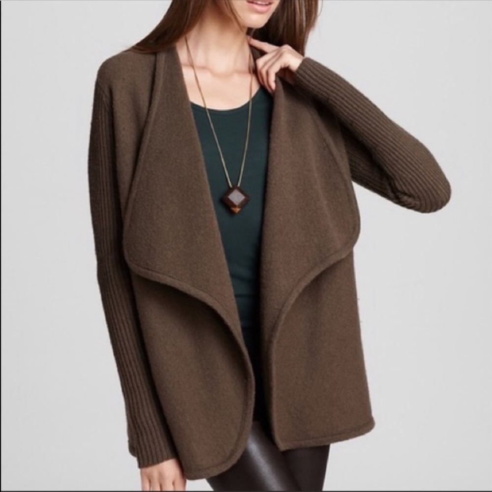 Vince Brown Boiled Wool Sweater Jacket XS